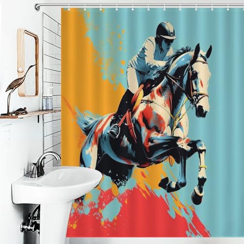 Rideau douche lavable et imperméable motif cheval tissu polyester