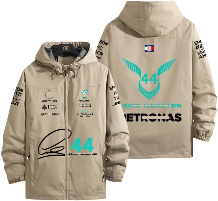 [PackGene] 2025 F 1レーシン ハミルトン ジャケット #44 ベンツ メンズコート ベンツフォーミュラレーシング
