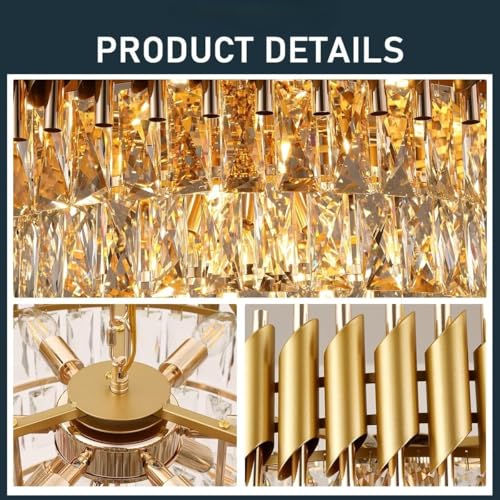 Image of Desidiya Modern Crystal Chandelier 150watt Decorative Pendant Crystal Jhumar | for Home| Chandelier for Restaurant | Jhoomar for Hotel | Light Fixture (Gold Indian, 300MM)