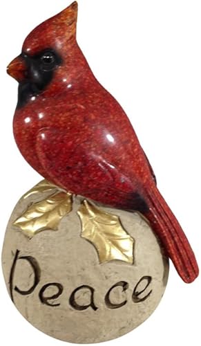 Comfy Hour Joyful Holiday Collection - Figura de pedestal de piedra cardenal roja de 6 pulgadas, pájaro de alto brillo, decoración ideal de Navidad