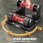 XDDIAS Adjustable Dumbbells Set of 2-25LB/55LB Dumbbells Set-1Sec Adjustable Weights-5 in 1 Free Weights Dumbbells Set with Effortless Tray/No-Slip Handle-Compact Size for Women/Men at Home Gym - Image 2