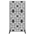 Metal Privacy Screen Outdoor Privacy Screen Fence 72" H×36" W Freestanding Decorative for Patio Outdoor Privacy Panels Decorative Divider for Porch Balcony Lawn (Black-Flower)