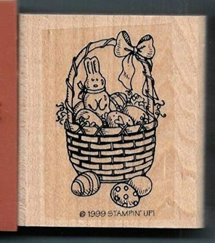 Rubber Stamps Chocolate Bunny Easter Egg Basket Card Wood Spring Stamp for Teaching Card Making, DIY Crafts, Scrapbooking