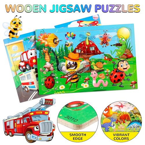 Puzzles para Niños de 4 a 8 Años, Set de 14 Rompecabezas de Madera de 30 Piezas para Educación Preescolar, Juguetes de Aprendizaje para Niños y Niñas miniatura 4