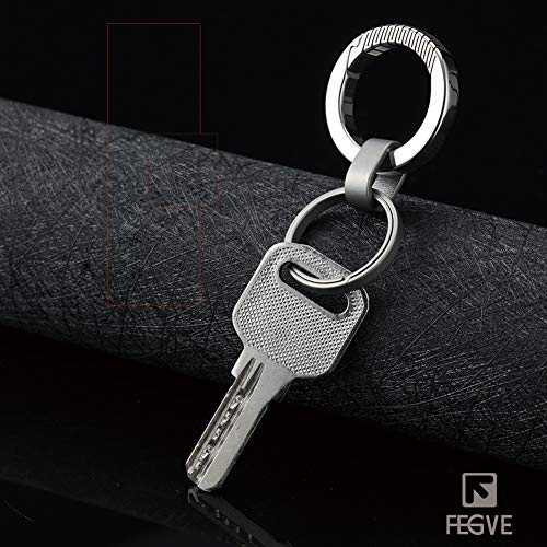 Fegve Titanium Circle Carabiner Keychain Clip,Small Carabiner Clip, Quick Release Keychain (M, Silver) #TOP6
