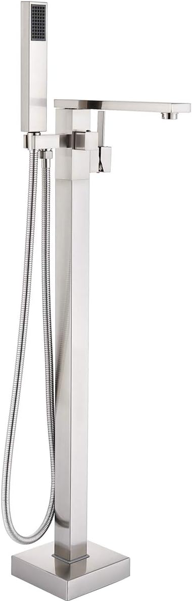 Weekly Top Sale Votamuta Stainless Steel Floor Mounted Single Lever Bathroom Tub Shower Fuacet 1 Handle Free Standing Tub Filler Mixer Tap with Hand Spray,Brushed Nickel Flash Deals - 50% OFF Votamuta Stainless Steel Floor Mounted Single Lever Bathroom Tub Shower Fuacet 1 Handle Free Standing Tub Filler Mixer Tap with Hand Spray,Brushed Nickel