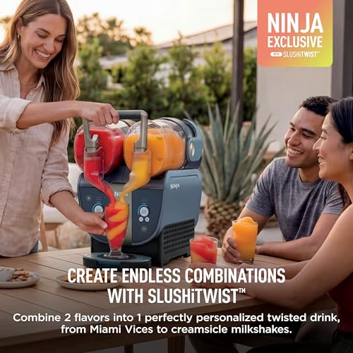 Image of Ninja SLUSHi Twist Smart Frozen Drink Maker with Dual SlushAssist | Dual Barrel for 2 Flavors at Once | 144 oz |14 Temperature Controls, Frozen Cocktails, Margaritas, Slushies & More | Blue | FS701BL