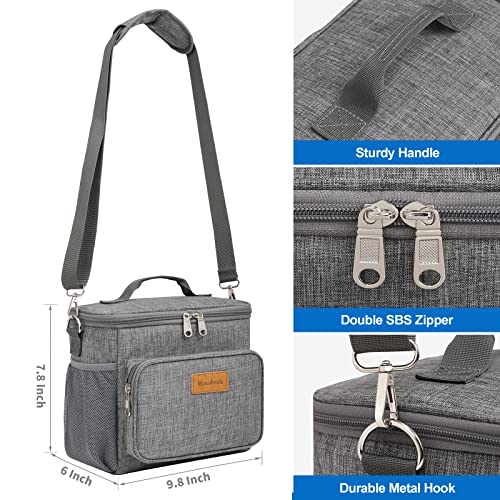 Macadamla Weinas Lunch Bag For Women/Men,Insulated Lunch Box Cooler Bag For Adult,Collapsible Leakproof Lunch Bag With Adjustable Shoulder Strap For Work Office Picnic Beach Grey S #TOP4