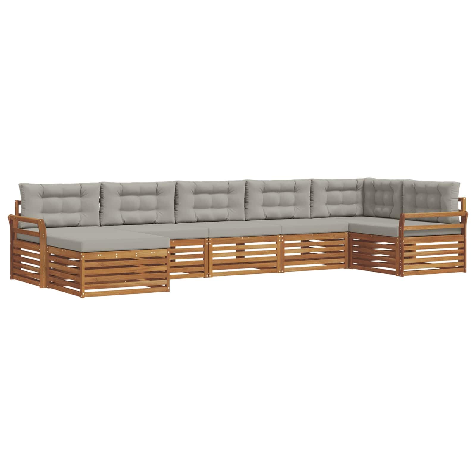 vidaXL Zestawy sof 7 pcs Naturalny i Jasny Szary Lite Drewno Akacji, Ogród, Wygodny zestaw wypoczynkowy, Siedzenie na zewnątrz, Patio, Nowoczesny taras, Meble wygodne