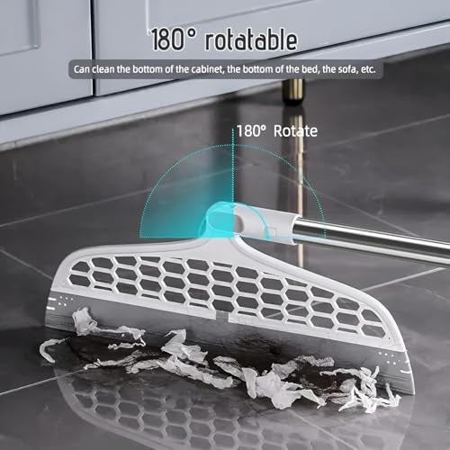 Image of Floor Mop with Silicone Squeegee - Multi-Surface Cleaning Wiper for Floor, Carpet, Bathroom, Tile, Marble, Wall, Glass, Table & Mirror - Squeeze Sponge Mop for Clean & Dry Use