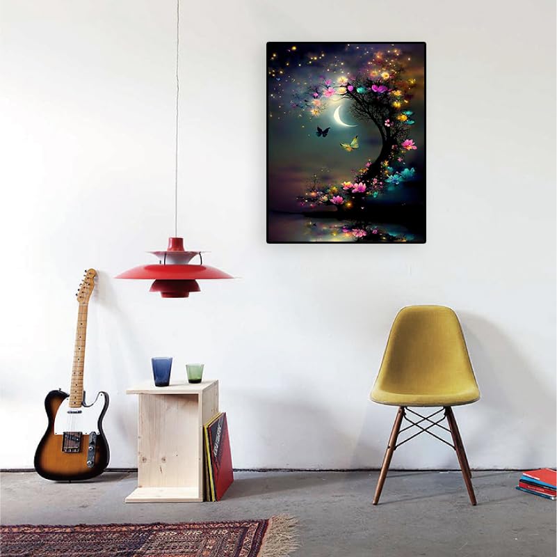 Image of Tree of Life Stamped Cross Stitch Kits - Needlepoint Counted Cross Stitch Kits for Beginners Adults Flowers Butterfly Patterns Crossstitching Kits Dimensions 11CT Embroidery Kits Arts and Crafts