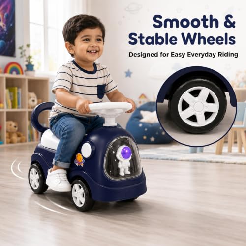 Image of Lifelong Astro Ride On Push Car for Kids 1-4 Years | Distraction-Free Non-Musical Ride-On Toy with Easy Installation, Steering Wheel & Under-Seat Storage | Sturdy 35 kg Capacity for Indoor Outdoor Fun