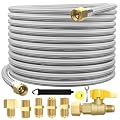 48 Feet 350PSI High Pressure Braided Propane Hose Extensions with Brass Gas Ball Valve, with Conversion Coupling 3/8" Flare to 1/2" Female NPT, 1/4" Male NPT, 3/8" Male for BBQ Grill, Fire Pit, Heater