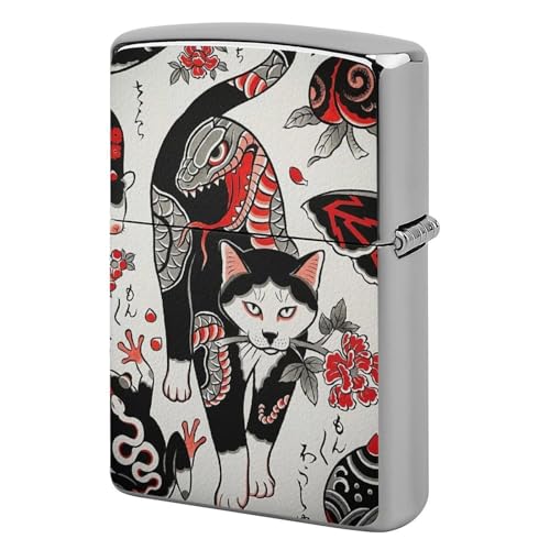 ライターケース ZIPPO/ジッポー兼用ケース 猫 和風 和柄 ジッポライターカバー 互換性のある 軽量 おしゃれ 両面プリント メンズ レディース 贈り物