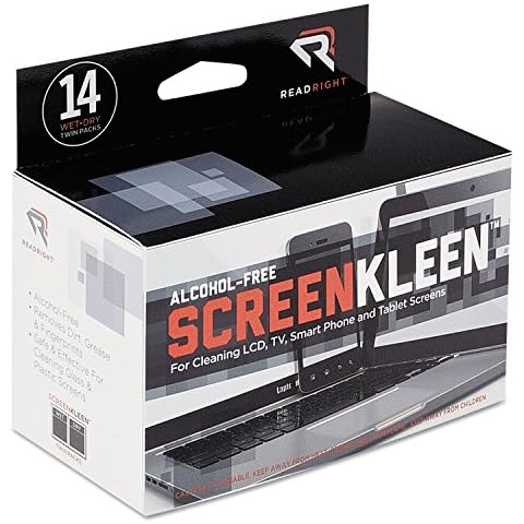 Read Right RR1291 ScreenKleen Alcohol-Free Wipes Cloth 5 x 5 14/Box Cover