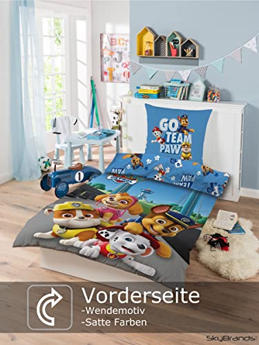 SkyBrands Paw Patrol Bettwäsche 135x200 80x80 Baumwolle · Kinderbettwäsche für Mädchen und Jungen · 2 teilig Paw Patrol Figuren Öko Tex Standard Deutscher Händler - Image 3