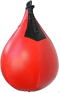Speed Ball - Juego de bolas de boxeo de piel sintética de doble extremo, rodamientos de bolas giratorias, color rojo y negro