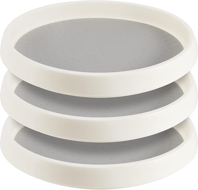 ZEONHAK 3 Pack 25cm Lazy Susan Turntable Organizer, 10 Inch Lazy Susan Spice Rack Rotatable Condiment Storage Holder for Cupboard Storage, Table