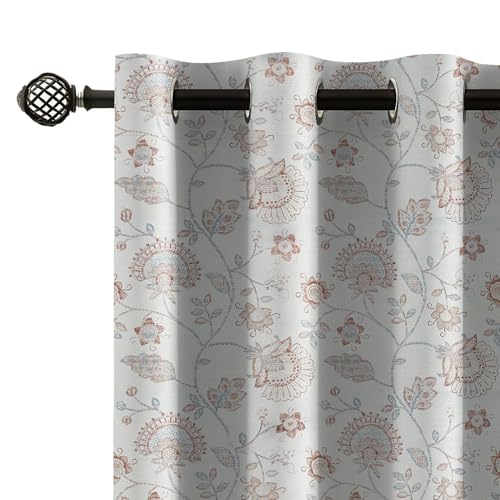 Image of LINENWALAS Printed Blackout Curtains for 5 Feet Window | Set of 2 | Printed Drapes | Thermal Insulated, Room Darkening Panels with Grommet Hanging for Living Room (Maroon Garden)