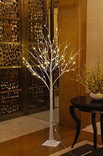 Image of LIGHTSHARE 6 Feet Birch Tree, 72 LED Lights, Warm White, for Home, Festival, Party, and Christmas Decoration, Indoor and Outdoor Use