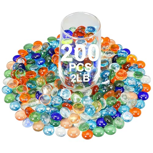 Image of Decorative Glass Pebbles Flat Bottom Beads for Vase, Aquarium & Fish Tank