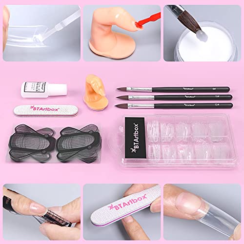 Acrylic Nail Powder - Acrylic Powder And Liquid Set, Btartbox Acrylic Nail Kit With Pink White Clear Acrylic Powder Liquid Monomer Acrylic Nail Brush Nail Forms Practice Finger For Beginners #TOP2