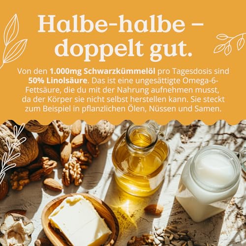 NATURE LOVE® Bio Schwarzkümmelöl - 240 allergenfreie, vegane Kapseln - hochdosiert: 1000mg pro Tagesdosis - davon 50% Linolsäure - kaltgepresst, aus Ägypten 5