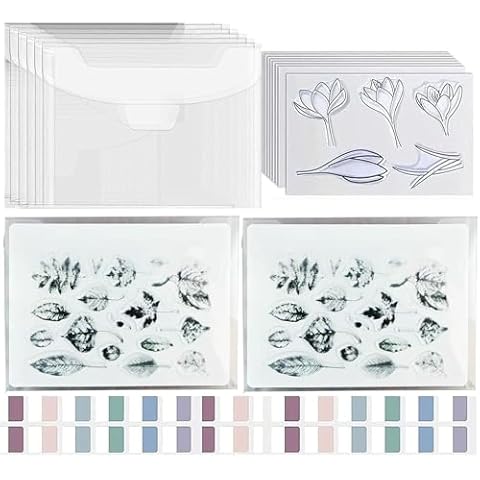 40 PCS Clear Stamps Storage Panels,Resealable Die Cut Storage Bag, White Plastic Stamps Organizer Panels, Clear Stamps Storage Set for Die Cutting and Decorative Cover