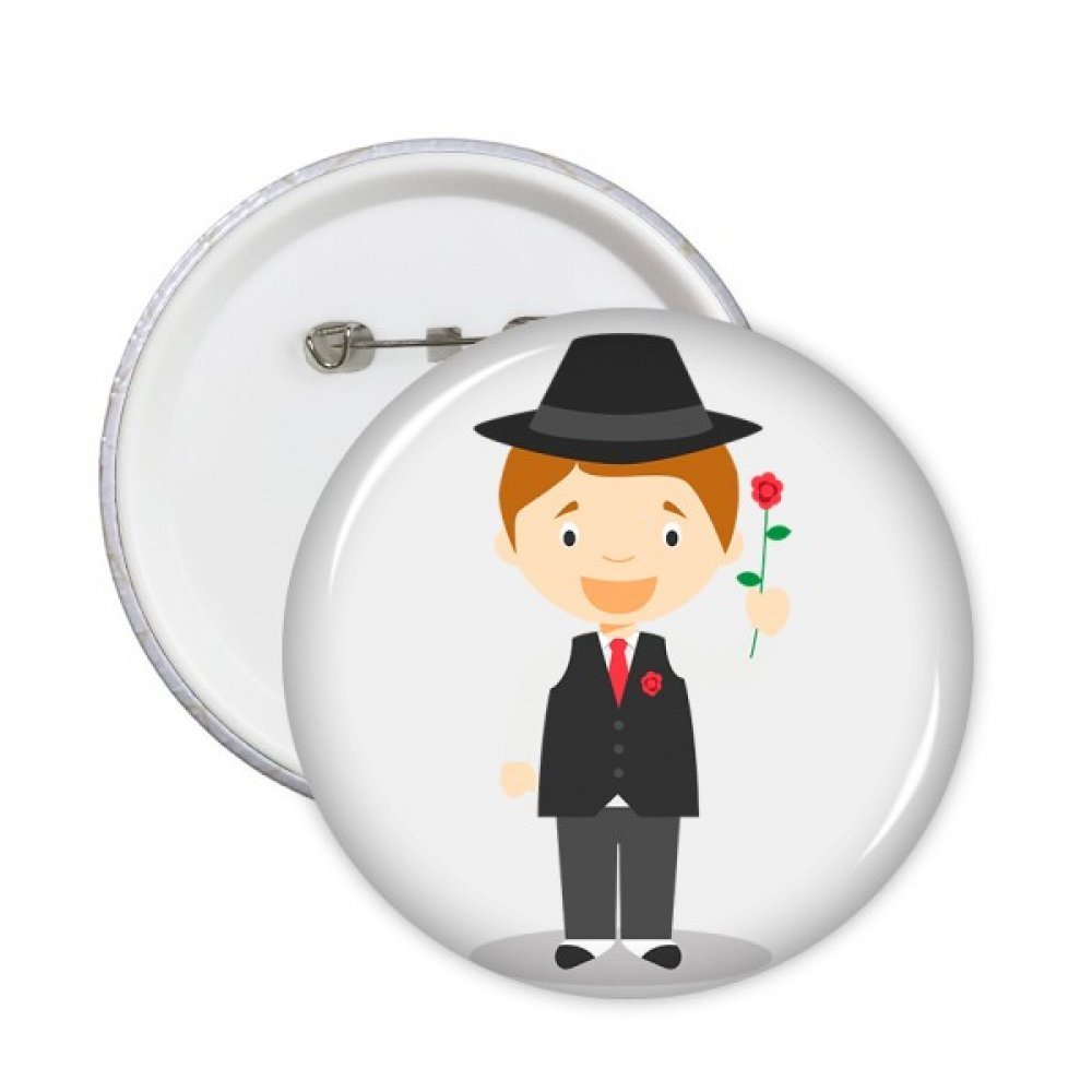 Badge rond Argentine Cartoon DIYthinker pour costume noir 5pcs L - 3