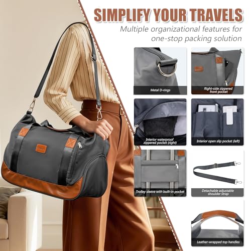 Image of Cosbarn Luggage Sets 5 Piece with TSA Lock Spinner Wheels, Unisex Hard Case ABS Suitcase Set, Hardshell Lightweight Waterproof Travel Hardside Suitcases with Wheels for Women Men, Grey