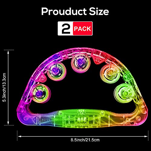 Led Tambourine, Light Up Musical Flashing Tambourine [2 Pack] #TOP2
