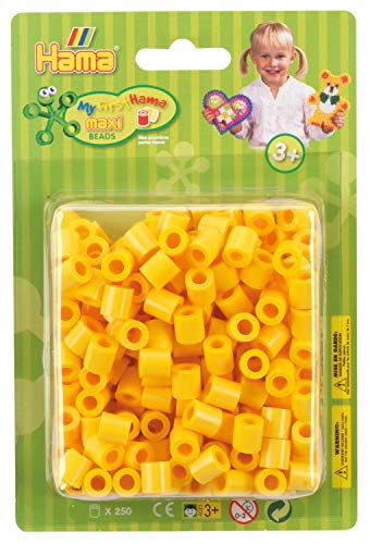 Hama Perlen 8503 Bügelperlen Packung mit ca. 250 bunten Maxi Bastelperlen mit Durchmesser 10 mm in Gelb, kreativer Bastelspaß für Groß und Klein