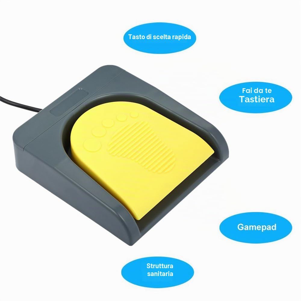 docooler Pedale Interruttore a Singolo Pcsensor con Presa USB, per Combinazioni tastiere Personalizzate, Grigio e Giallo