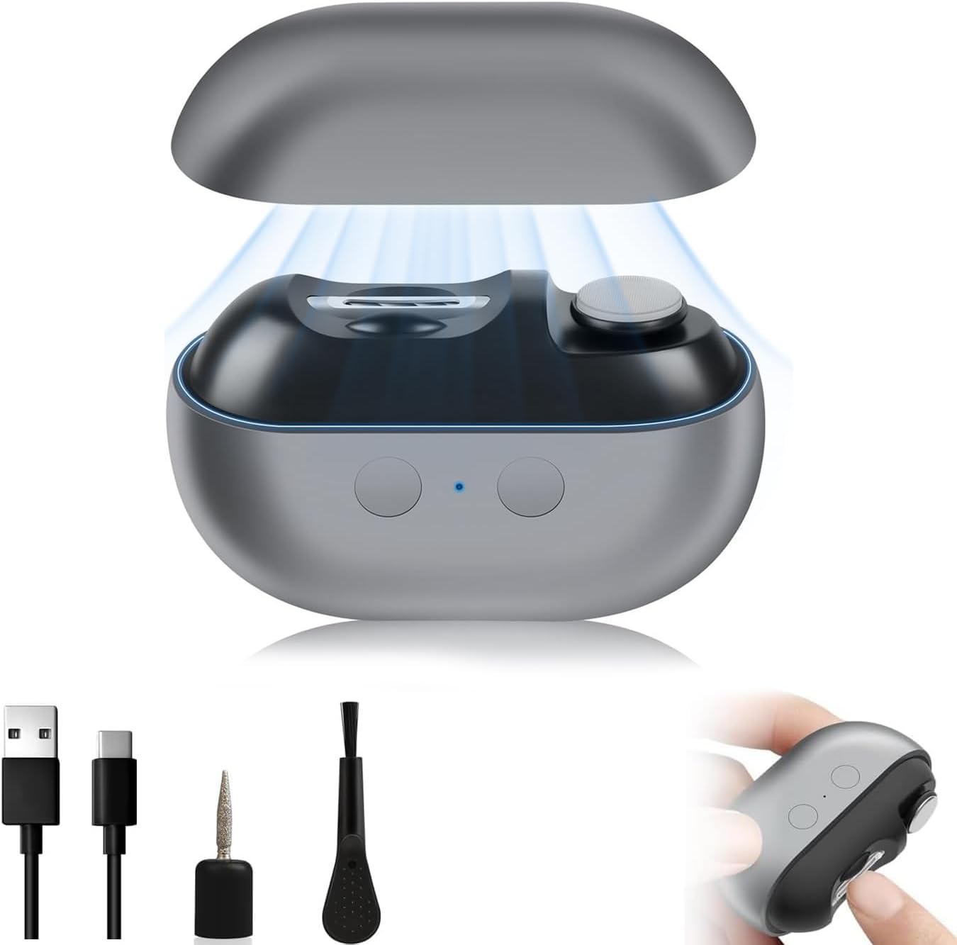 Electric Nail Clipper, Electric Nail Clippers for Seniors, 2026 3 in 1 Multifunctional Electric Nail Trimmer for Adults，Kids with Polishing and 2 Speeds (Grey)