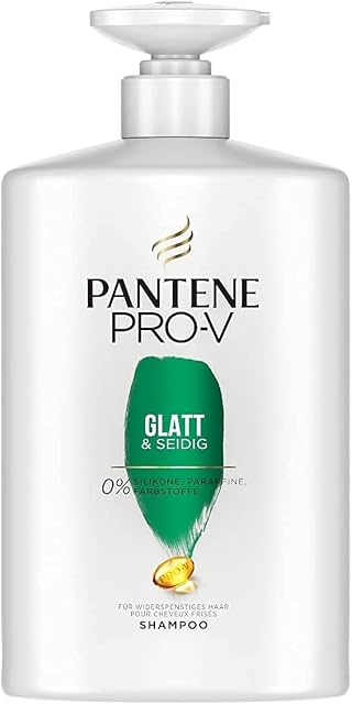 Pantene Pro-V XXL gładki i jedwabisty szampon do włosów niesfornych 1 l, dozownik pompki, szampon dla kobiet, pielęgnacja włosów, szampon przeciwzmarszczkowy, bez silikonu, Beauty, XXL