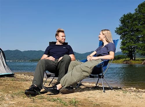 Image of MARCHWAY Lightweight Folding High Back Camping Chair with Head Support, Stable Portable Compact for Outdoor Camp, Travel, Beach, Picnic, Festival, Hiking, Backpacking (Highback Dark Blue)