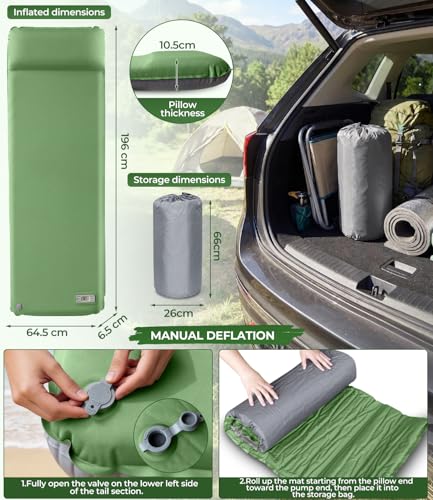 Image of Cnkeeo Self-Inflating Camping Sleeping Pad with Electric Air Pump 2.56 inch