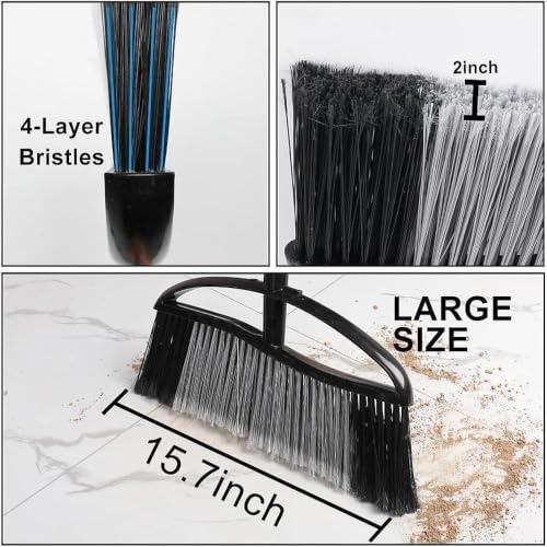 Image of 2-Pack Outdoor Broom, 15.7 inch Wide Angle Head for Garden, Yard