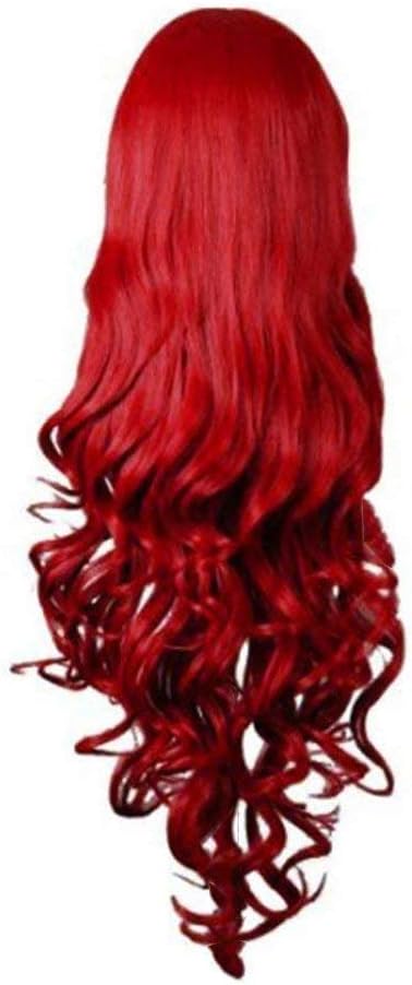 Rbenxia Curly Cosplay Wig Long Hair Heat Resistant Spiral Costume Wigs Anime Fashion Wavy Curly Cosplay Daily Party for Adult Red 32" 80cm