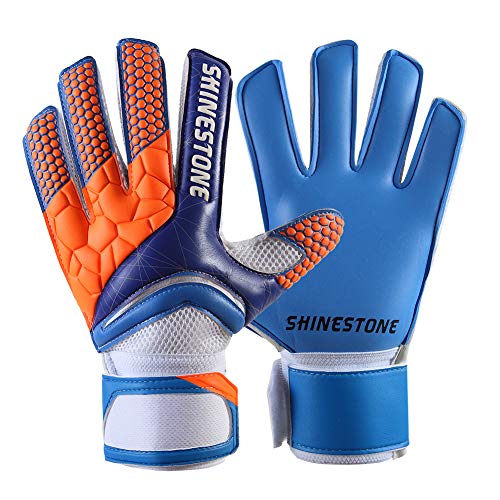 Shinestone Goalkeeper Goalie Gloves, Youth Adult Kids Soccer Football Goalkeeper Goalie Gloves with Strong Grip and Finger Protection to Prevent Injuries(Blue,Child Size 5)