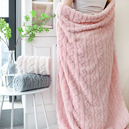 Homritar Fuzzy Throw Blanket For Women 3D Fleece Blankets For Unisex Kids Ultra Soft Warm Cozy Plush Fleece Comfy Flannel Blanket For Couch Sofa Bed (Pink, 50 X 60 Inch) #TOP5
