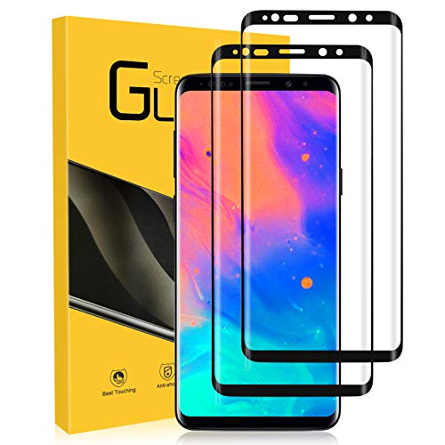 NONZERS Cristal Templado para Samsung Galaxy S9 Plus, [2 Unidades] 9H Dureza Curvado 3D Vidrio Templado, Compatible con Sensor de Huellas dactilare, Protector de Pantalla para Samsung S9 Plus