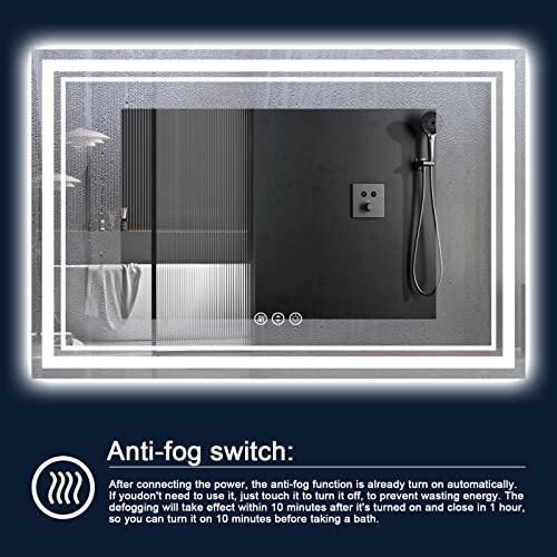 96 x 36 Inch LED Bathroom Mirror with Lights, Backlit and Front Lighted Bathroom Mirrors for Wall, Anti-Fog Dimmable Memory Shatterproof LED Vanity Mirror for Bahtorom