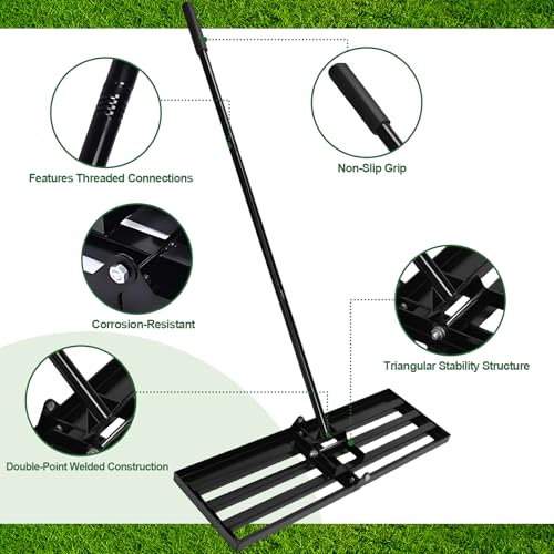 INCIKITI Lawn Levelling Rake, 76 x 25cm, Heavy Duty with Adjustable Handle - Image 3