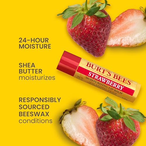 Burt's Bees Lip Balm - Strawberry, Lip Moisturizer With Responsibly Sourced Beeswax, Tint-Free, Natural Origin Conditioning Treatment, 2 Tubes, 0.15 oz. - image 2