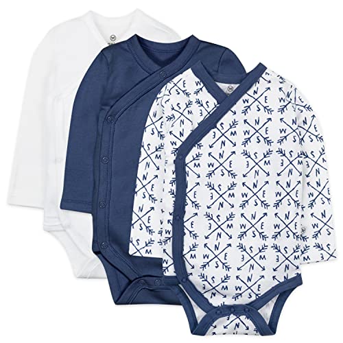 Image of HonestBaby unisex-baby 3-pack Long Sleeve Side-snap Kimono Bodysuits Organic Cotton for Infant Baby Boys, Girls, Unisex