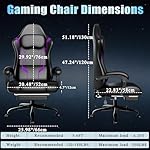 Ergonomic Gaming Chair, Video Game Chair with Pocket Spring Cushion and Footrest, Height Adjustable Computer Chair with Swivel Seat and Headrest (Purple) - Image 3