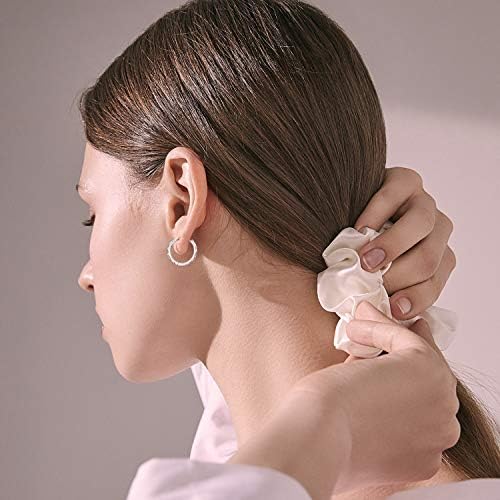 Hoop Earrings 925 Sterling Silver 18K White Gold Huggie Earrings Round Circle Small Sleeper Earrings for Women Ladies 