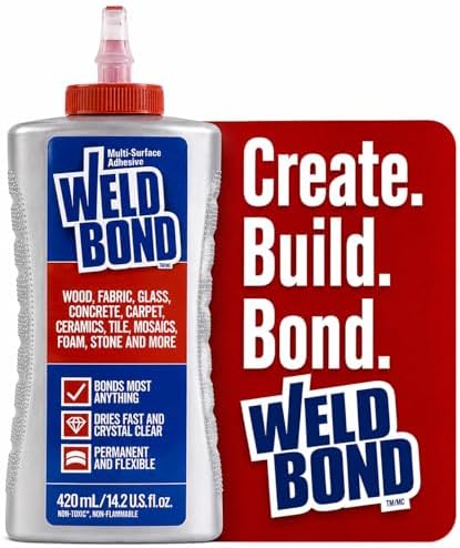 Weldbond Multi-Surface Strong Glue – Fast Drying Glue for Wood, Tile, Ceramic, Pottery, Glass, Metal & More – Heavy Duty Adhesive for Mosaic, Crafts, Wood Working & Repairs – 14.2oz (420ml) 1 Pack