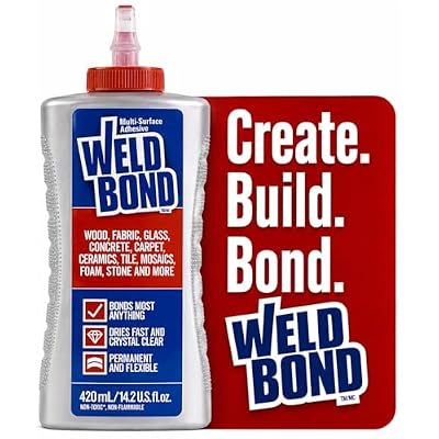 Weldbond Multi-Surface Strong Glue Fast Drying Glue for Wood, Tile, Ceramic, Pottery, Glass, Metal & More Heavy Duty Adhesive for Mosaic, Crafts, Wood Working & Repairs 14.2oz (420ml) 1 Pack